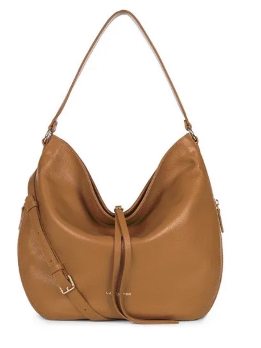 NWT Lancaster Paris Dune Leather Grand Hobo Shoulder Crossbody Bag Camel France